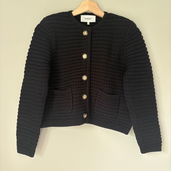 NEW Ba&sh Bash Gaspard Tweed Cardigan Jacket in Black | size 1 / S - Picture 9 of 12
